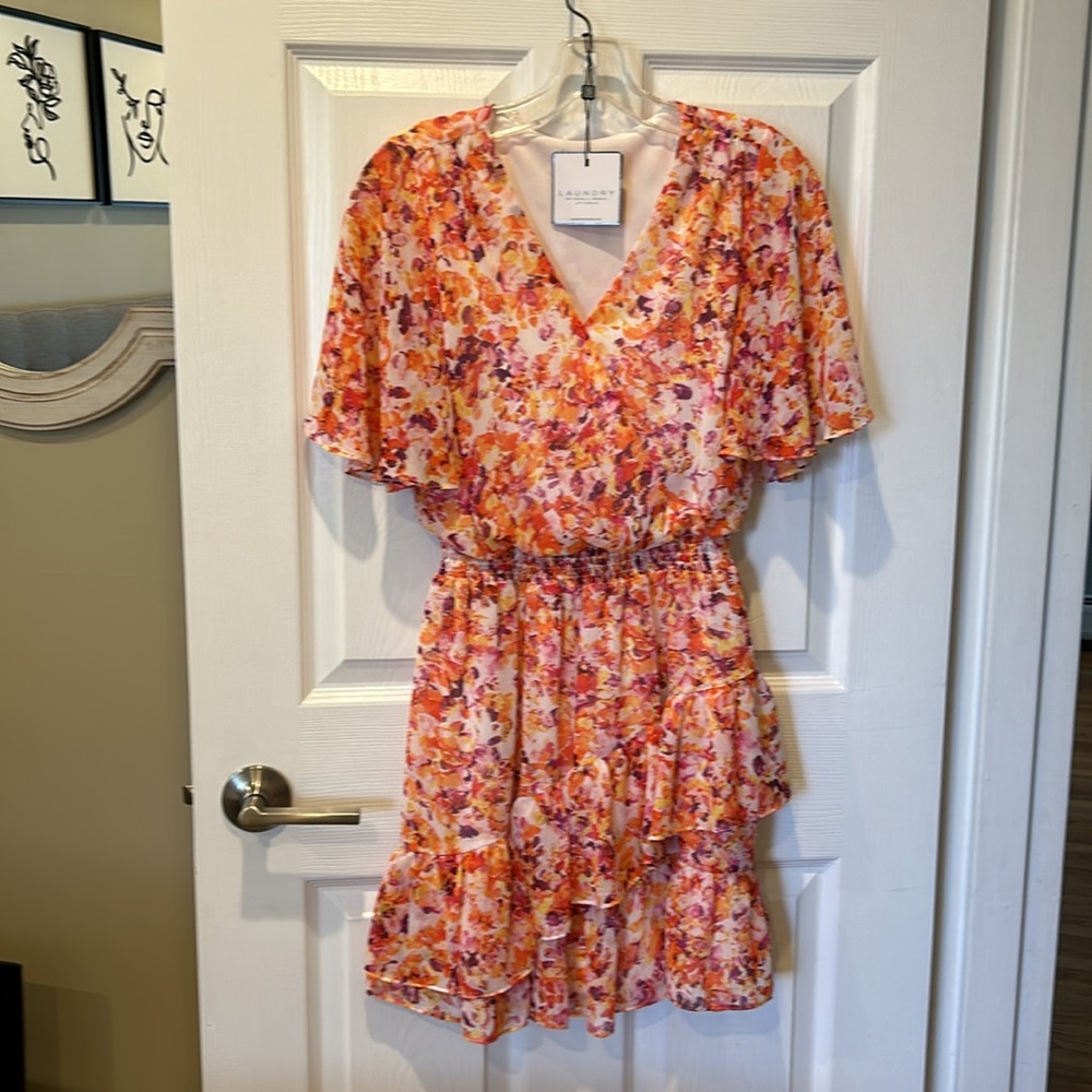NWT Laundry by Shelli Segal Floral Ruffle Dress Size 4